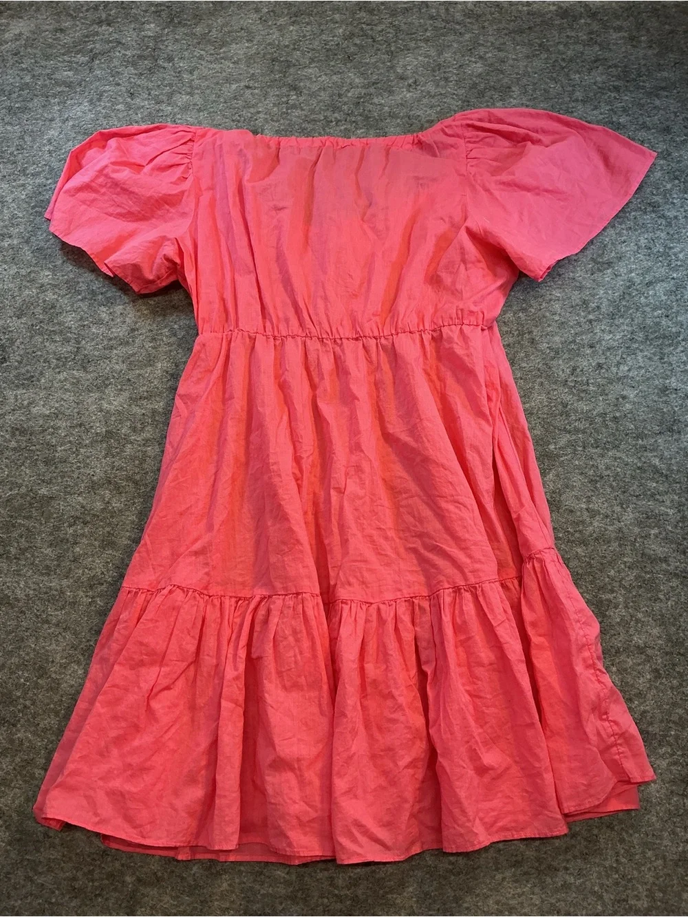 J. Crew Cotton Casual Tiered Pink Button-Front Dress Size XL